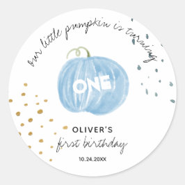 1. Geburtstag Blue Pumpkin Runder Aufkleber