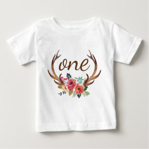 1. Geburtstag Blumenhorn Personalisiert-10 Baby T-shirt