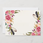 1. Geburtstag Boho Feder FIRST Floral Einladung (Rückseite)