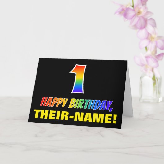1. Geburtstag: Bold, Fun, Simple, Rainbow 1 Karte (Orchidee)