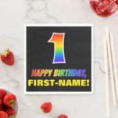 1. Geburtstag: Bold, Fun, Simple, Rainbow 1 Serviette (Beispiel)