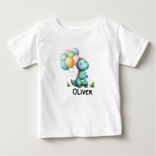 1. Geburtstag Boy Dinosaur personalisierter Name S Baby T-shirt