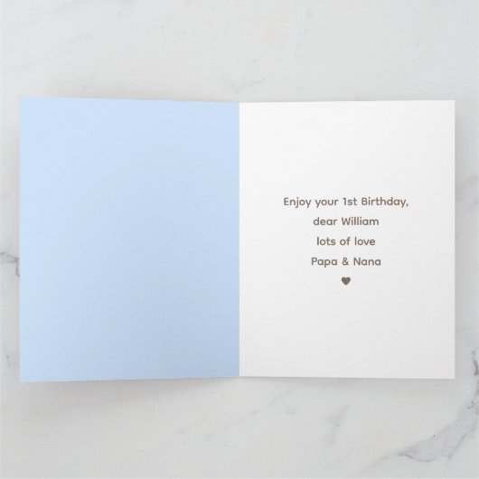 1. Geburtstag Boy Fall Pumpkin Elephant Balloons Karte (Innenseite)