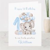 1. Geburtstag Boy Fall Pumpkin Elephant Balloons Karte (Vorderseite)