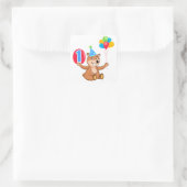 1. Geburtstag brauner Bären Balloons Quadratischer Aufkleber (Tasche)