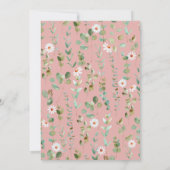 1. Geburtstag Bunny Watercolor Eukalyptus Pink Einladung (Rückseite)