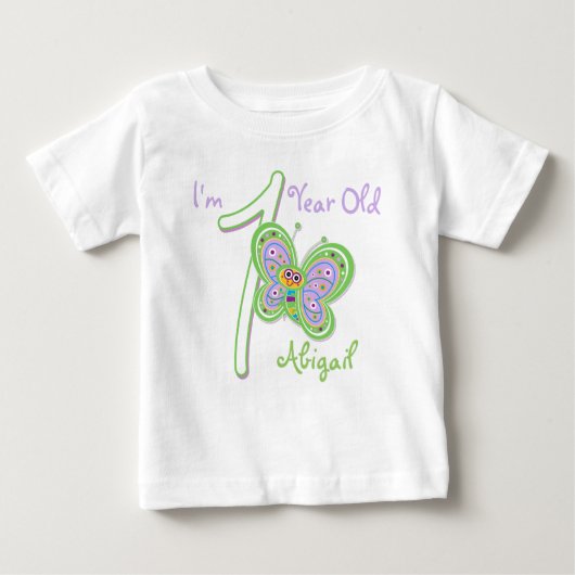 1. Geburtstag Butterfly Baby T - Shirt (Vorderseite)