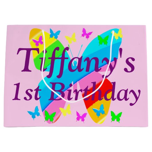 1. GEBURTSTAG-BUTTERFLY PERSONALISIERT GIFT BAG GROßE GESCHENKTÜTE (Vorderseite)