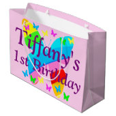 1. GEBURTSTAG-BUTTERFLY PERSONALISIERT GIFT BAG GROßE GESCHENKTÜTE (Rückseite Schrägansicht)