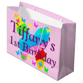 1. GEBURTSTAG-BUTTERFLY PERSONALISIERT GIFT BAG GROßE GESCHENKTÜTE (Vorderseite Schrägansicht)