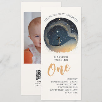 1. Geburtstag Celestial Star Watercolor Girl Einladung