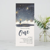 1. Geburtstag Celestial Stars Watercolor Boy Moder Einladung (Stehend Vorderseite)