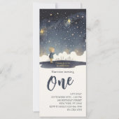 1. Geburtstag Celestial Stars Watercolor Boy Moder Einladung (Vorderseite)