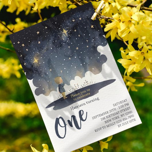 1. Geburtstag Celestial Stars Watercolor Boy Moder Einladung