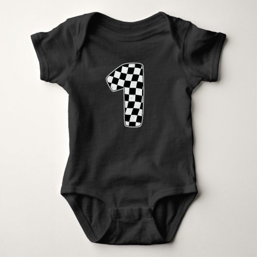 1. Geburtstag Checkered Number 1 Car Racing Flag Baby Strampler (Vorderseite)