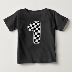 1. Geburtstag Checkered Number 1 Car Racing Flag Baby T-shirt