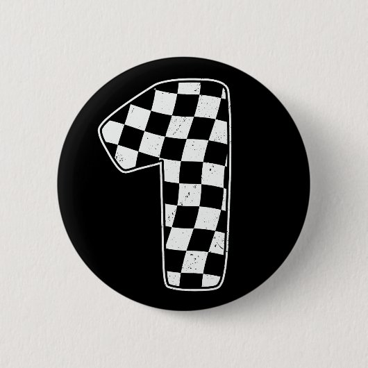 1. Geburtstag Checkered Number 1 Car Racing Flag Button (Vorderseite)