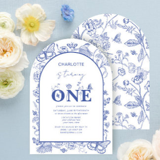 1. Geburtstag Chinoiserie Blue macht einen Einladung