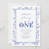 1. Geburtstag Chinoiserie Blue macht einen Einladung (Vorderseite)