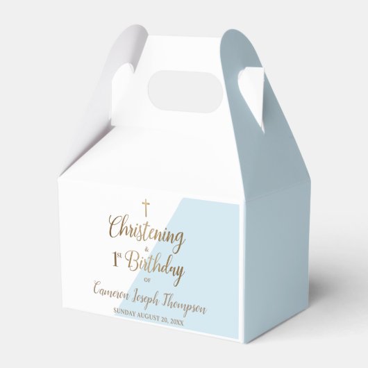 1. Geburtstag Christening Blue Baby Boy Fvor Box Geschenkschachtel (Rückseite)