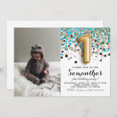 1. Geburtstag Confetti Portrait Einladung (Vorne/Hinten)