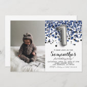 1. Geburtstag Confetti Portrait Einladung (Vorne/Hinten)