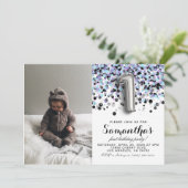 1. Geburtstag Confetti Portrait Einladung (Stehend Vorderseite)