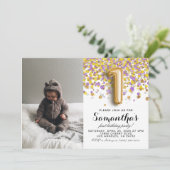 1. Geburtstag Confetti Portrait Einladung (Stehend Vorderseite)