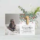 1. Geburtstag Confetti Portrait Einladung (Stehend Vorderseite)