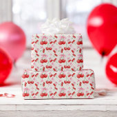 1. Geburtstag Coquette Cherries Bubble Letters Geschenkpapier