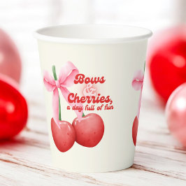 1. Geburtstag Coquette Cherries Bubble Letters Pappbecher