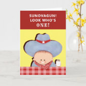 1. Geburtstag Cowboy Karte (Gelbe Blume)
