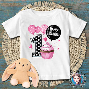 1. Geburtstag Cupcake Pink Baby T-shirt