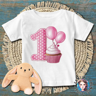 1. Geburtstag Cupcake Pink Baby T-shirt