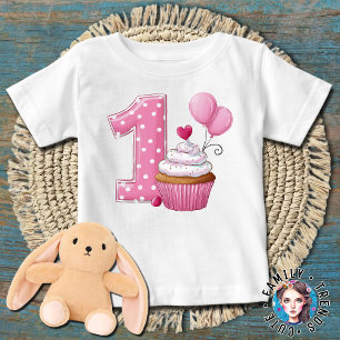 1. Geburtstag Cupcake Pink Baby T-shirt