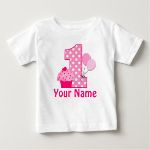 1. Geburtstag Cupcake Pink Personalisierter T - Sh Baby T-shirt