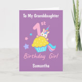 1. Geburtstag Cupcake Unicorn Großtochter Karte (Vorderseite)