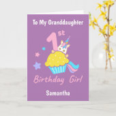 1. Geburtstag Cupcake Unicorn Großtochter Karte (Gelbe Blume)
