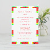 1. Geburtstag Custom Age Watermelon Muster Niedlic Einladung (Stehend Vorderseite)