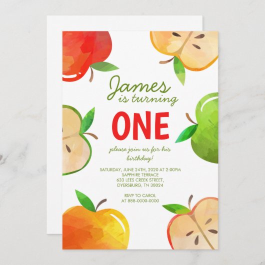 1. Geburtstag der Fun-Birthday Einladung (Vorne/Hinten)