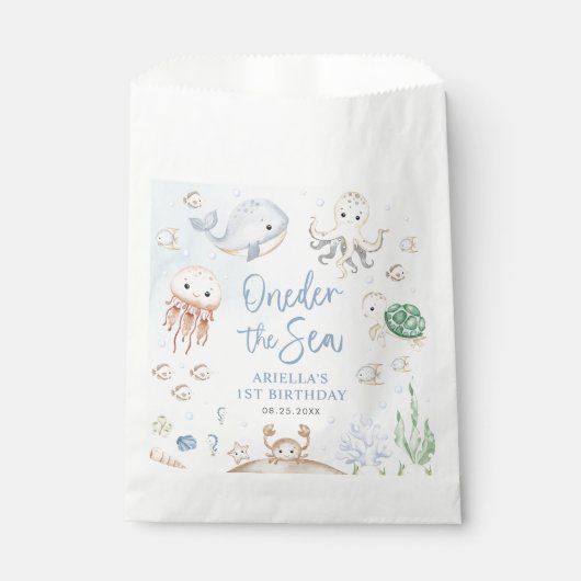 1. Geburtstag der Meerestiere Geschenktütchen (Vorderseite)