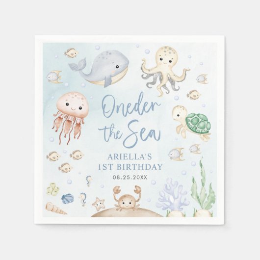 1. Geburtstag der Meerestiere Serviette (Vorderseite)