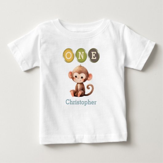 1. Geburtstag des Affen mit dem Namen blau Baby T-shirt (Vorderseite)