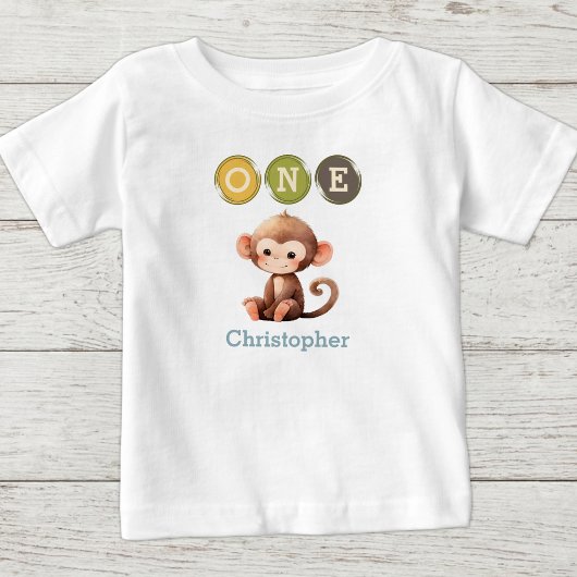 1. Geburtstag des Affen mit dem Namen blau Baby T-shirt