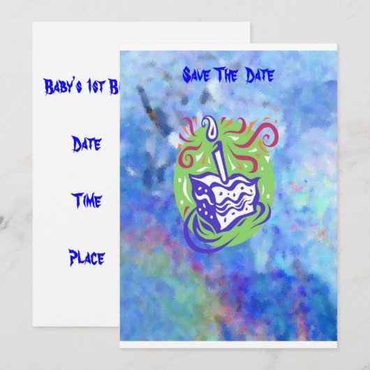 1. Geburtstag des Babys Save The Date (Vorne/Hinten)