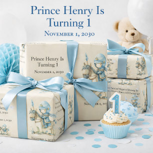 1. Geburtstag des mittelalterlichen Ritterjungen Geschenkpapier