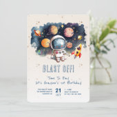 1. Geburtstag des Raketenabschusses Einladung (Stehend Vorderseite)