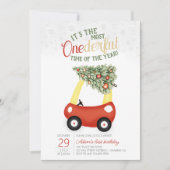 1. Geburtstag des Roten Autos Einladung (Vorderseite)