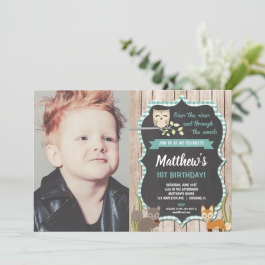 1. Geburtstag des Waldtierwaldjungen Einladung (Stehend Vorderseite)