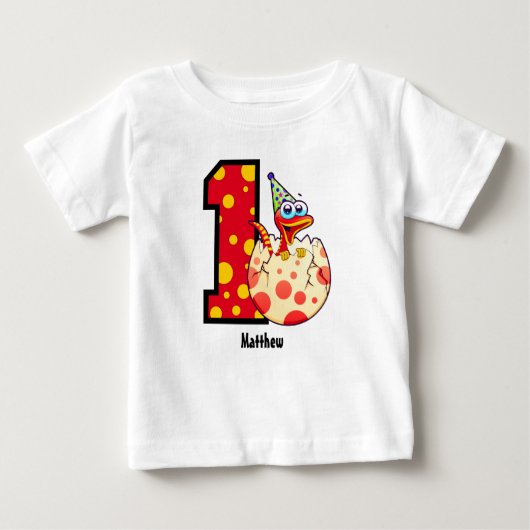 1. Geburtstag Dino Egg Custom Baby T - Shirt (Vorderseite)